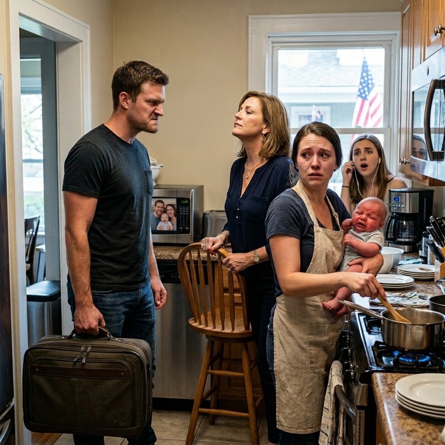 I Came Home After Five Days Away To Find My Wife Holding Our Feverish Son— While My Mother And Sister Sat At The Table On Their Phones