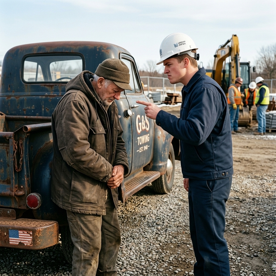 I Let The Young Engineer Mock My Dad’s Old Wrecker By The Frozen River— I Stepped Past Him To Grab The Steel Cable And Did What He Would Never Thought Of