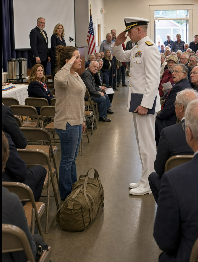 My stepmother announced I quit the Navy while my father smiled at his banquet. I stayed seated until a captain handed me a sealed folder with a red stripe.