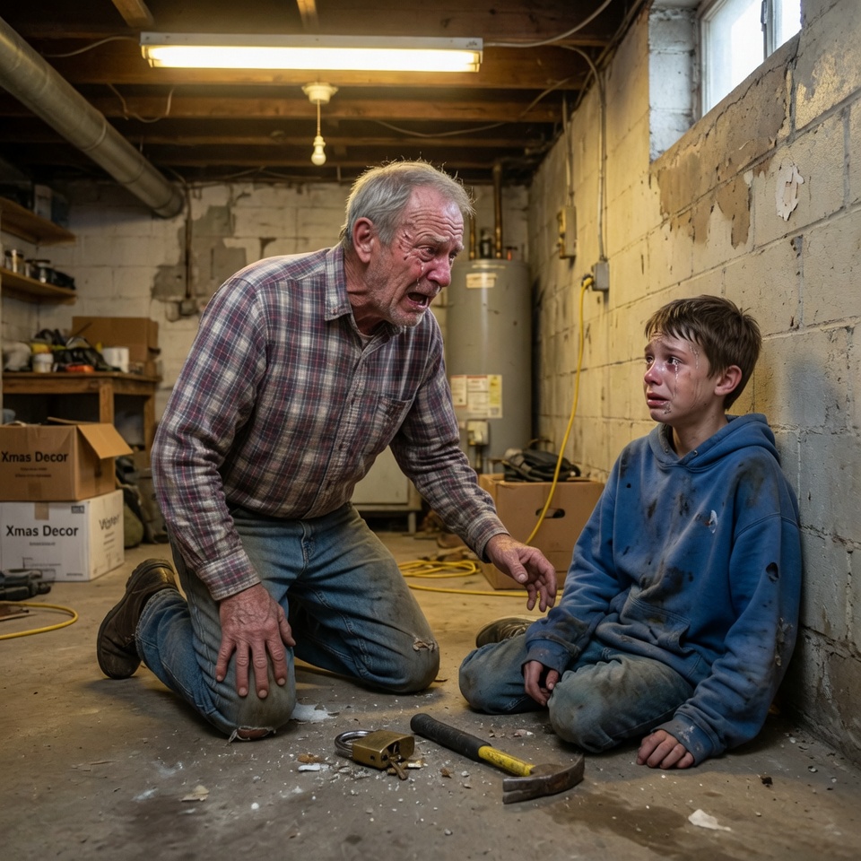“My grandson hadn’t visited in three weeks, so I drove to check on him… the padlocked basement and that rotting smell left me shattered!”
