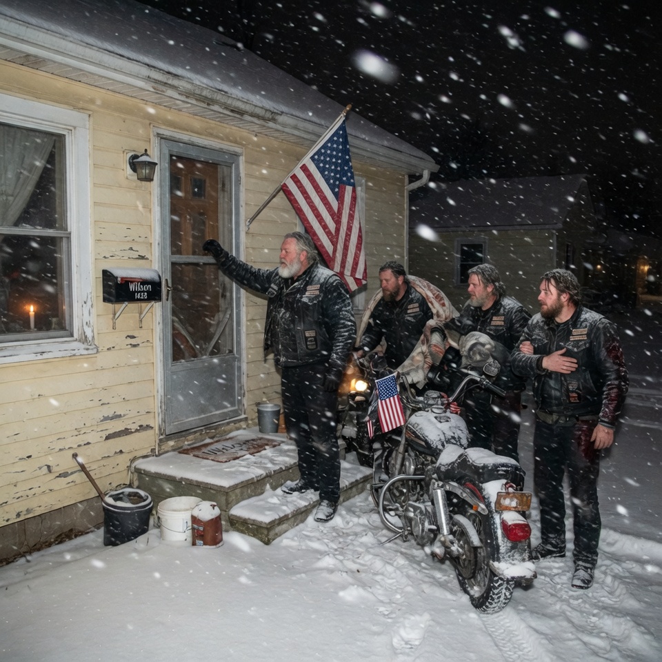 THE NIGHT A 72-YEAR-OLD GRANDMOTHER OPENED HER DOOR TO FIVE HELLS ANGELS IN A BLIZZARD AND CHANGED EVERYTHING.