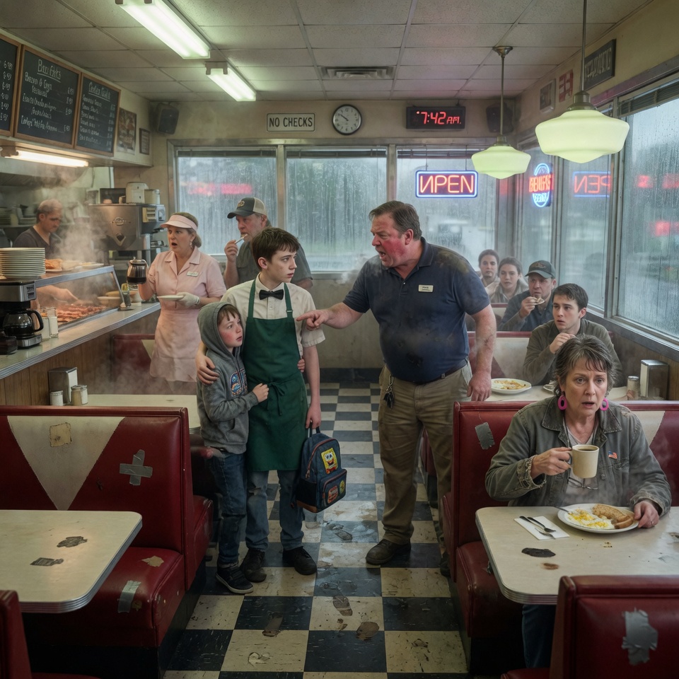 I Watched My Own Diner Manager Fire a Teen Waiter for Hiding His Feverish Little Brother in the Back — What I Did Next Shocked Everyone!