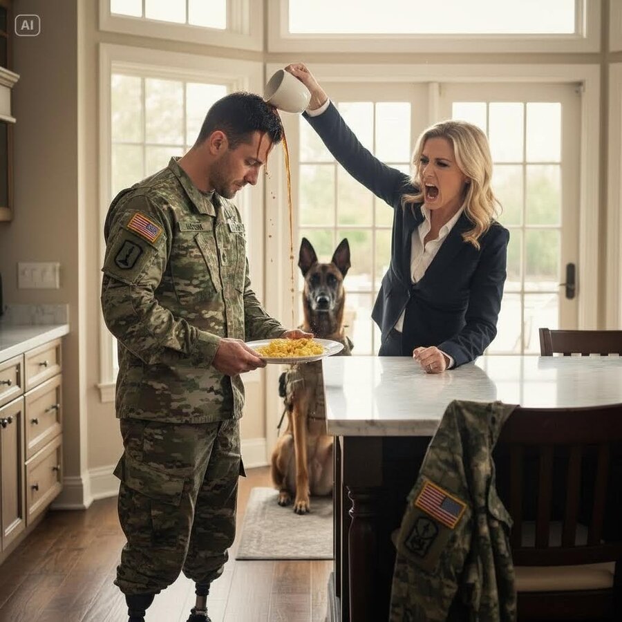BEING MISTREATED BY HIS WIFE, A DISABLED SEAL CAPTAIN ASKED THE COFFEE STORE WAITRESS FOR HELP—THEN HIS K9 FROZE…