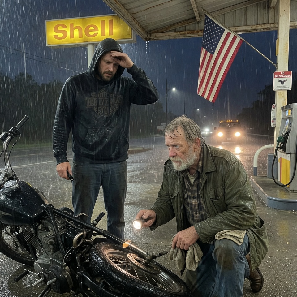 Homeless Veteran Fixed a Biker’s Engine in the Rain — By Sunrise, the Whole Club Returned