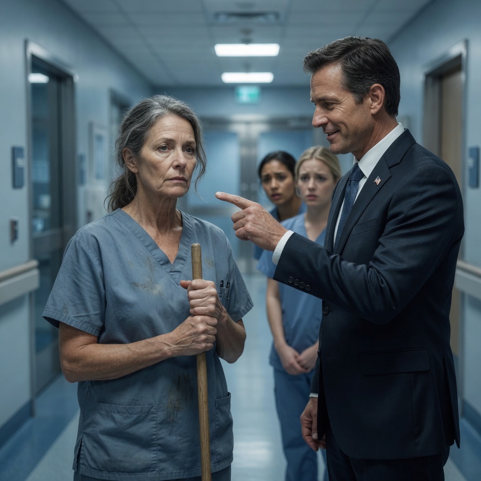 The arrogant hospital administrator humiliated the quiet gray-haired orderly in front of the trauma staff — he had no idea she was a legendary Navy SEAL sniper — what did she pull from her pocket?