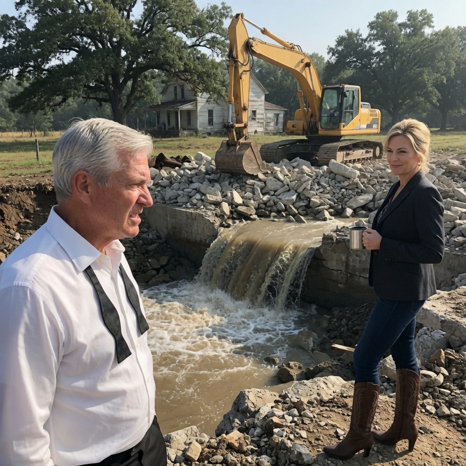 My daughter’s wedding was ruined when the HOA president bulldozed my 80-year-old dam. The next morning, soaked documents from her yard exposed the real reason — and it wasn’t about “safety.”