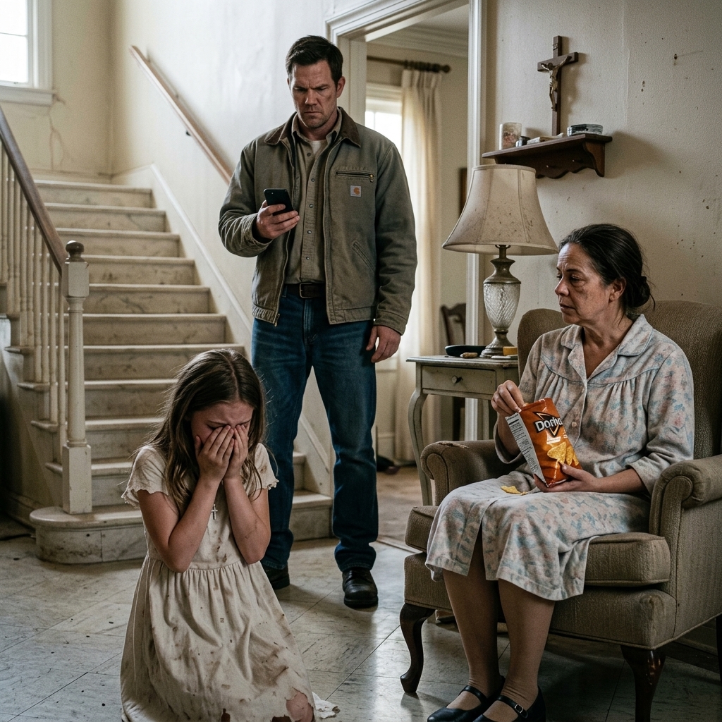 vWHOLE STORY: The housekeeper smiled while the little girl cried on the marble floor—because she didn’t know the girl’s father was watching every second through a hidden camera.