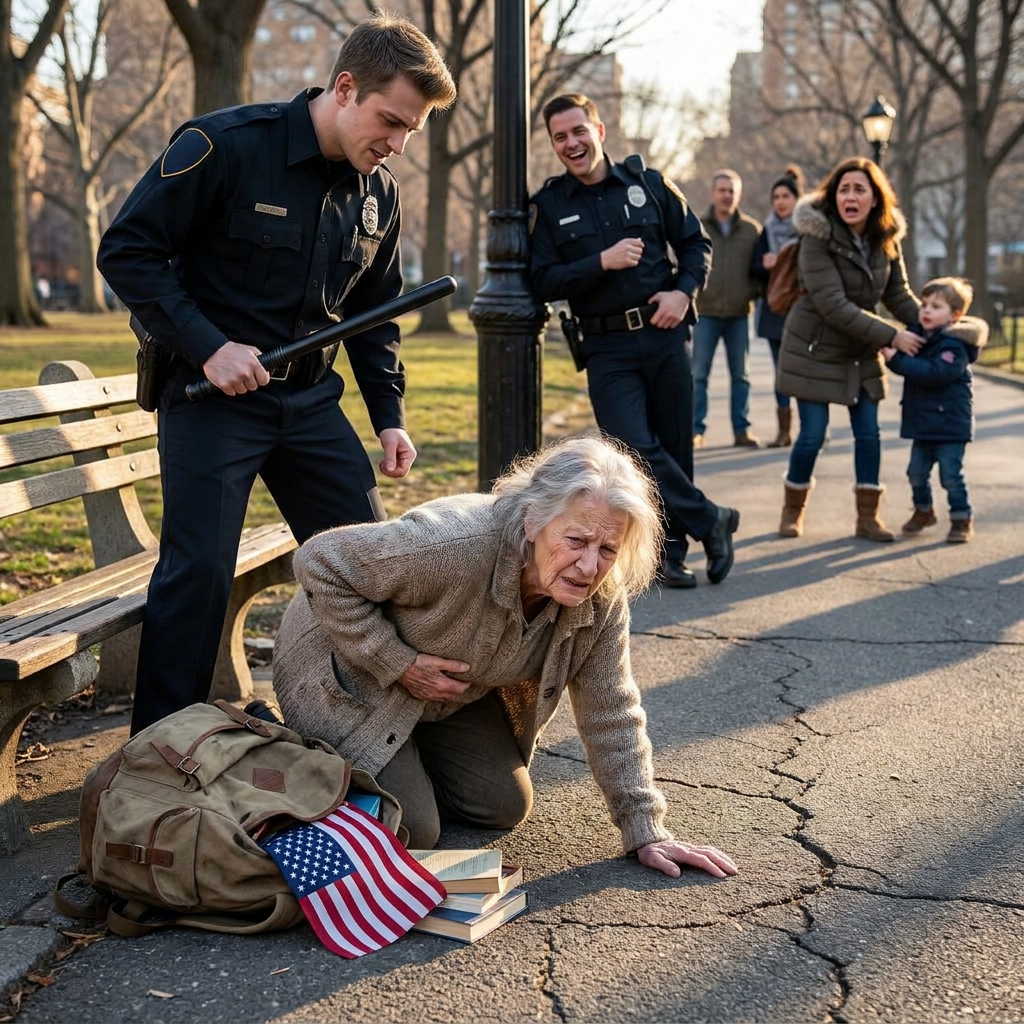 A young security guard tasered a sleeping elderly woman on a park bench and then kicked her coin. I watched the general’s face when he saw who she was, and every one of us went silent.
