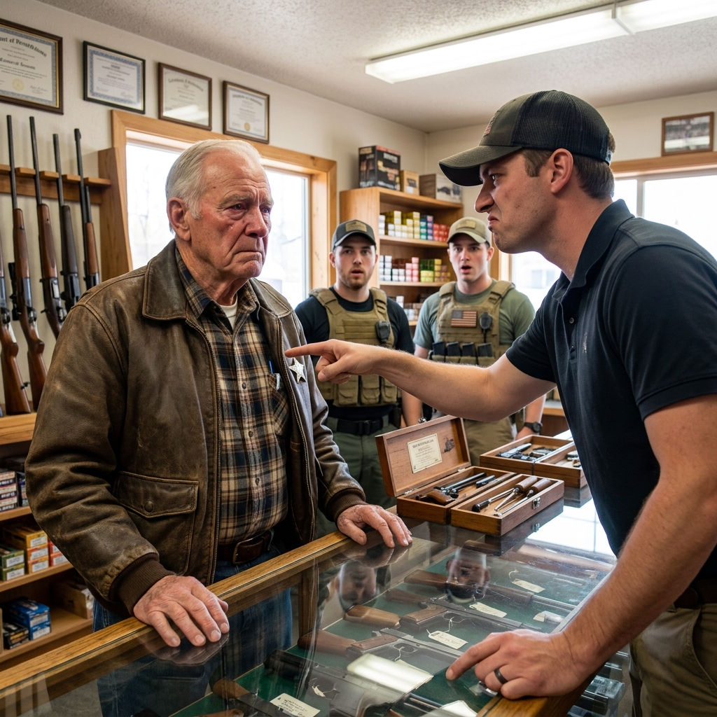 My gun shop owner called me a fake veteran and threw me out. The general looked at the silver star inside my jacket and said close the doors.