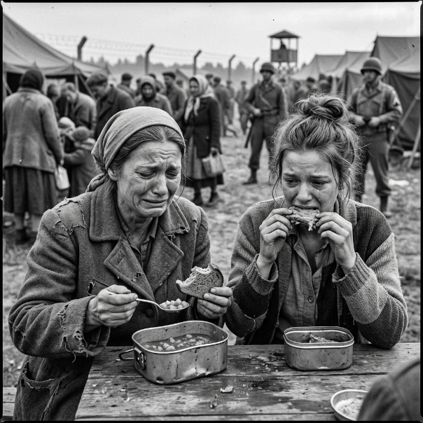 As the heavy iron gates of the Texas p*ison camp slammed shut behind us 23 terrified German women, I braced my trembling body for the merciless b*atings our leaders had sworn would happen, only to freeze in sheer confusion when a young American guard approached me with something unimaginable.