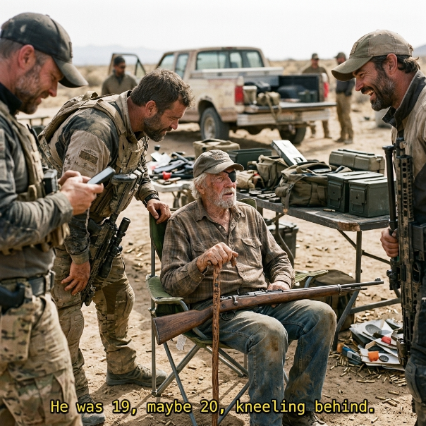 The 19-year-old hotshot sneered, telling the 78-year-old veteran to sit down because this line was for REAL SHOOTERS.