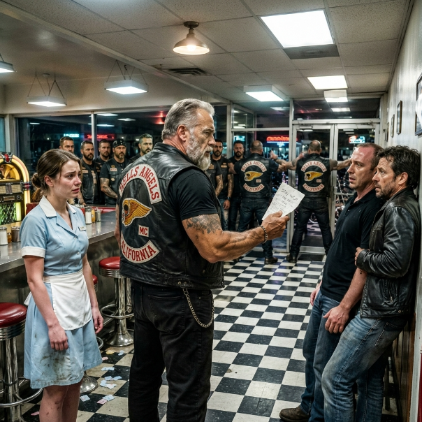 Two vicious THUGS terrorized my diner shift until forty OUTLAW BIKERS surrounded the building and LOCKED the doors.  I was twenty-two, a nursing student running on three hours of sleep and desperate to pay my tuition.