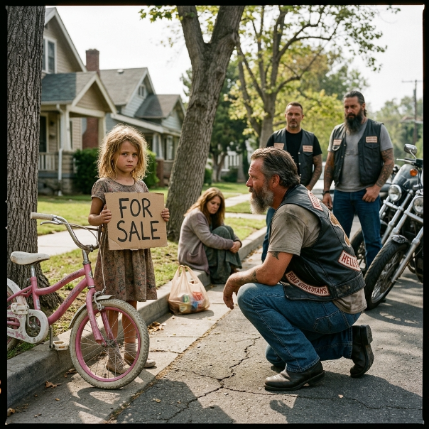 We rode into the quiet suburb like THUNDER, but a tiny WHISPER forced me to stop.  The deep rumble of our Harley engines cut through the afternoon air. Neighbors watched from behind curtains, and mothers yanked their children indoors.