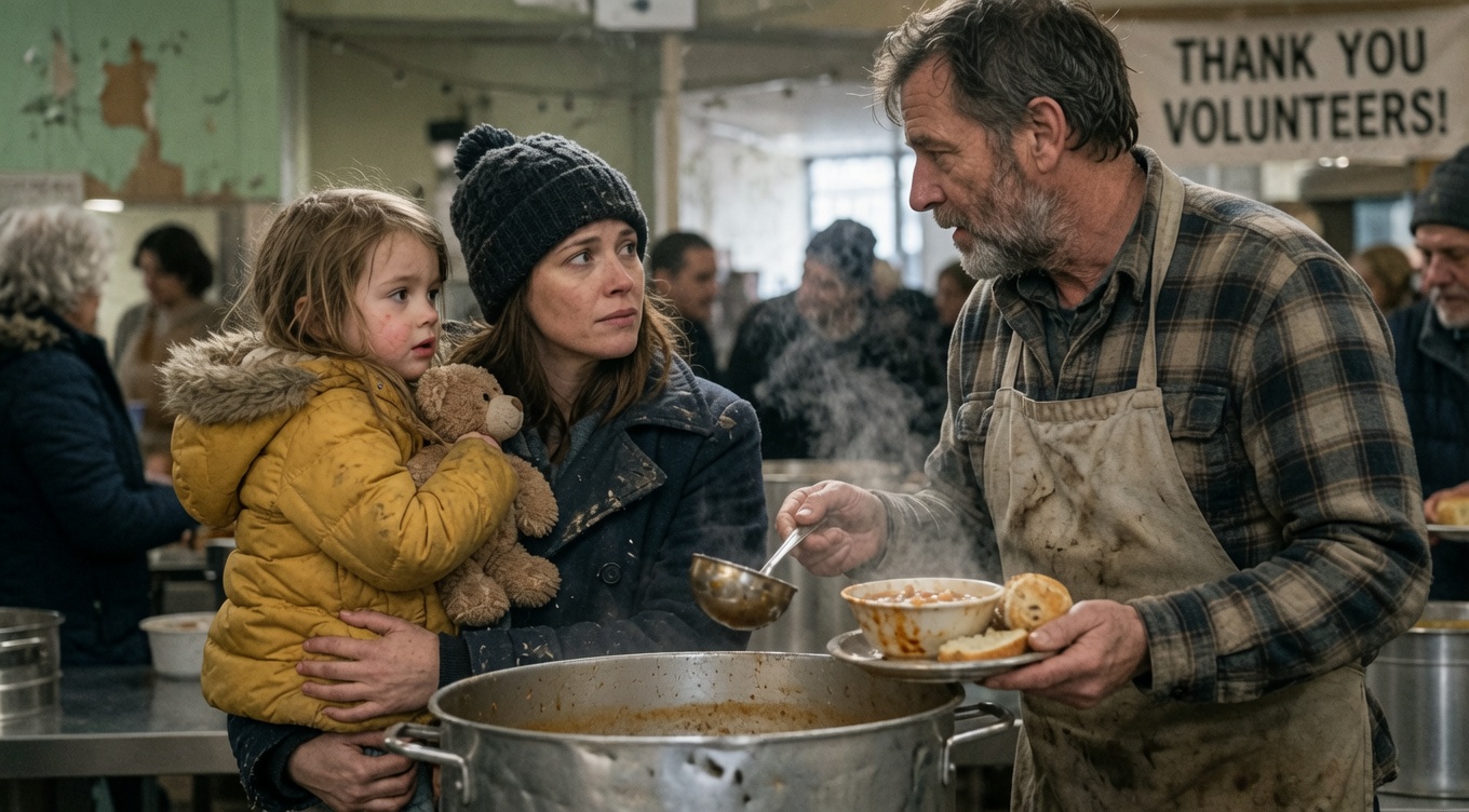 The BITING WIND tore through Chicago, a frozen nightmare that left me trembling as I held my daughter. We were starving in a line for a meal, a desperate mother and child facing an uncertain fate. Then, I looked up and saw a face from my past that stopped my heart cold.