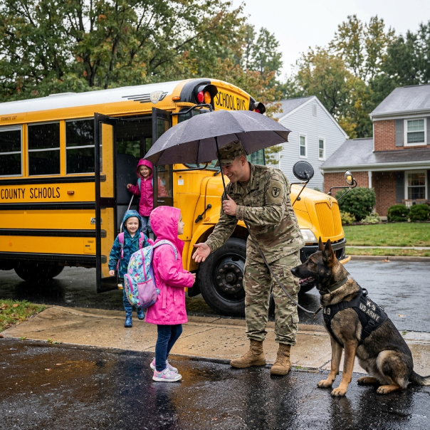 My RETIRED military K9 was acting incredibly STUBBORN, violently BLOCKING the school bus doors and causing a HUGE scene. I tried to DRAG him away to let my DAUGHTER board, but he absolutely REFUSED to move. WHAT WAS HIDDEN INSIDE THAT BUS?!