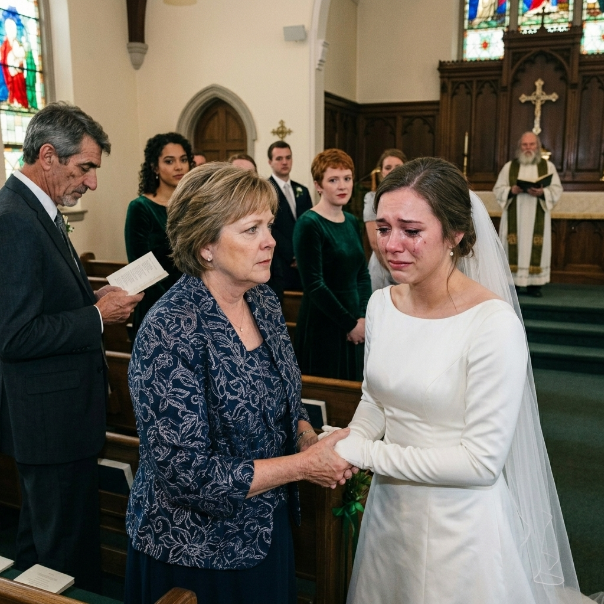 I felt so ASHAMED of my FADED green dress that I HID in the SHADOWS of my son’s wedding, but when my new daughter-in-law suddenly HALTED the ceremony and STARED at me, everything froze in absolute SILENCE. WHAT HAPPENS NEXT?!