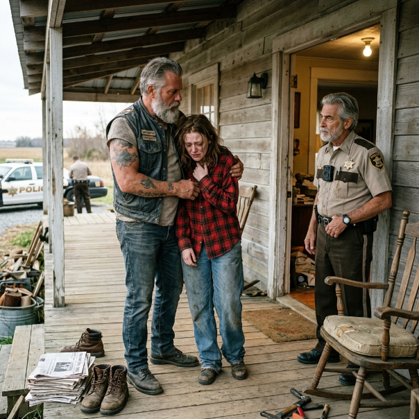 SIX sheriff’s vehicles tore down the dirt road, kicking up dust like smoke while deputies swarmed our farm. My heart hammered against my ribs, but I stepped out of the barn with my hands raised, CALM as still water. Then, the front door flew open and my daughter, Sophie, stumbled out, gasping for air.