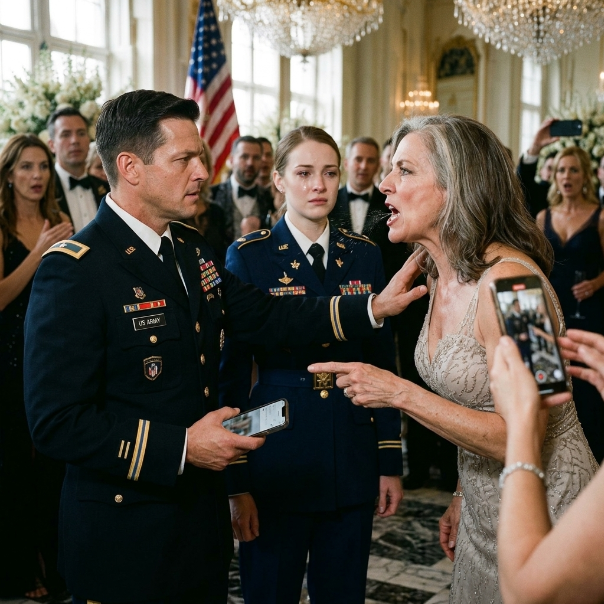 I wore my DRESS BLUES to an elite gala and was VICIOUSLY HUMILIATED by my mother-in-law. My quiet husband made ONE phone call to strip her of EVERYTHING, but her arrogant reaction changed absolutely nothing. WHAT BRUTAL REVENGE WILL HE UNLEASH NEXT?!