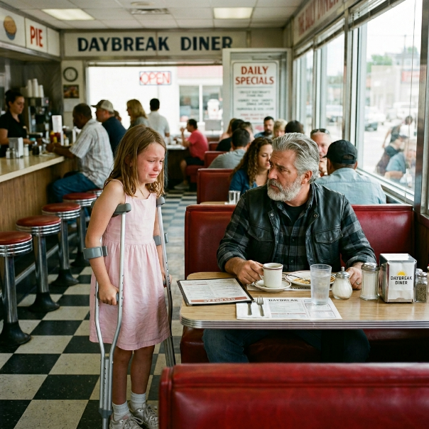 A FREEZING, crippled six-year-old girl begged DOZENS of warm, comfortable adults for a crumb of food, but they ALL turned their backs in DISGUST. She finally approached the most TERRIFYING biker in the room, expecting absolutely NOTHING. WHAT SHOCKING THING DID HE DO NEXT?!