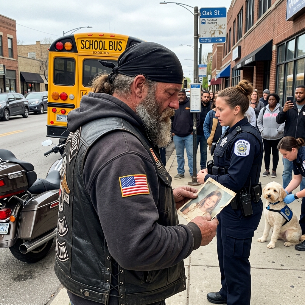 A DANGEROUS-LOOKING BIKER FOLLOWED A SCHOOL BUS. PARENTS CALLED THE COPS. BUT THE TRUTH BEHIND HIS SLOW RIDE WAS A PROMISE TO A DYING CHILD. THE STORY HE HID AND THE WISH SHE LEFT BEHIND WILL BREAK YOU!