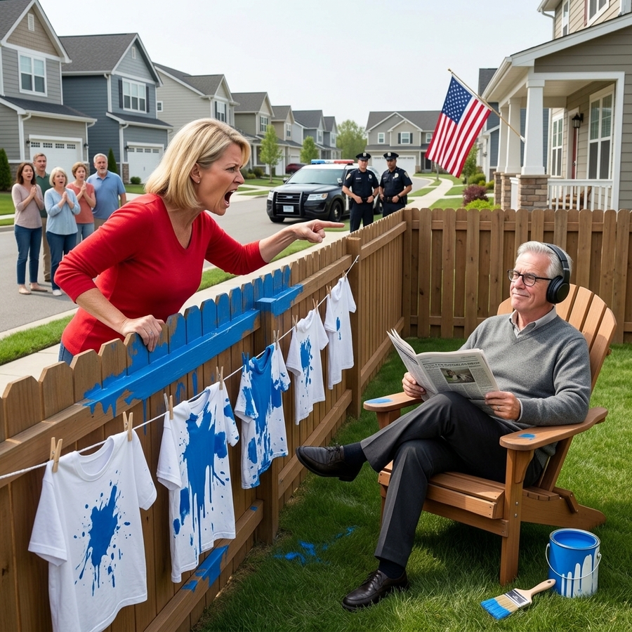 HOA Karen Hung Laundry On My Hand-Carved Fence For 5 Years Without My Consent — As A Textile Artist, I Dyed It Indigo And Destroyed Her $3,800 Dress