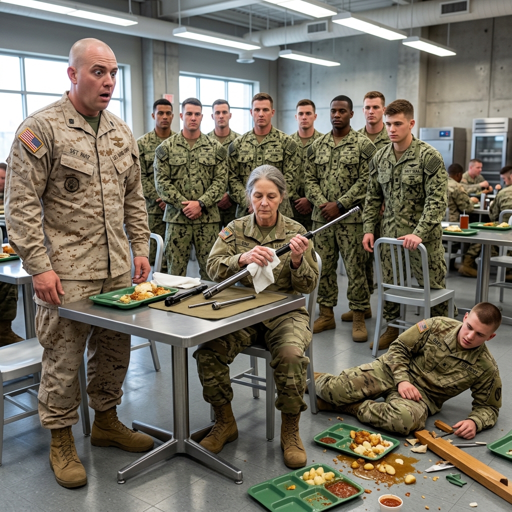 THE RECRUIT THREW A PUNCH AND LAUGHED — SHE MOVED ONCE AND HE CRASHED THROUGH A TABLE