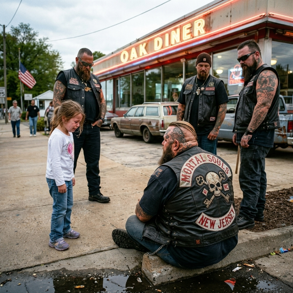 14 OUTLAW bikers found a freezing midnight gas station, but the real storm sat completely alone. We stopped. The nightmare didn’t.