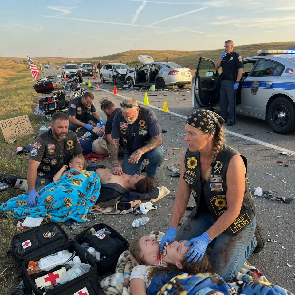 EVERYONE told me thirty patched bikers were a danger on the highway. Then a 14-car pileup happened RIGHT in front of us. A Trooper arrived and saw the truth. WHAT REMAINS UNRESOLVED IS WHY HE KEPT THEIR SECRET FOR 15 YEARS!