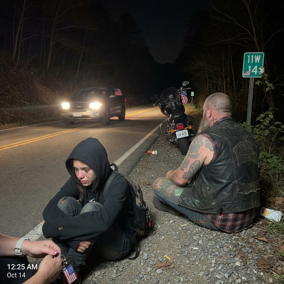 EXPECTED THE WORST. A BIKER SAW MY DAUGHTER. HE DIDN’T CHASE. HE SAT ON THE GRAVEL. TWENTY MINUTES OF NOTHING. THE TRUTH NO ONE HAS TOLD? What happened in the absolute silence?