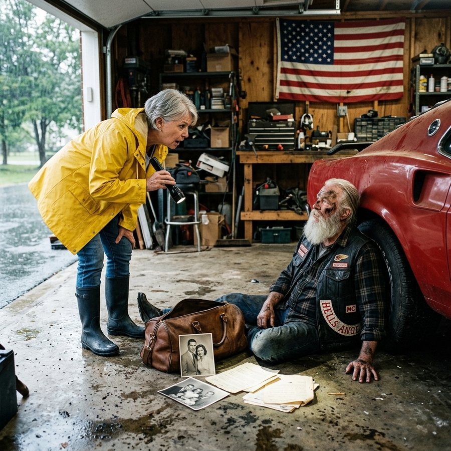 A Homeless Biker Broke Into A Grandma’s Garage, Bleeding and Desperate — She Was Going To Call The Police Until She Saw What’s In His Bag