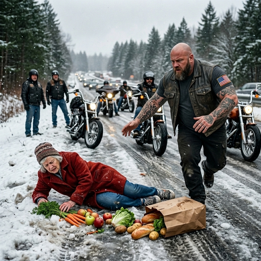 47 Cars Drove Past The Elderly Woman in the Freezing Cold — But When 5 Bikers Stopped, They Uncovered a Heartbreaking Truth
