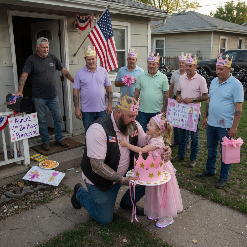 I AM A 60-YEAR-OLD BIKER RAISING MY 4-YEAR-OLD NIECE. SHE WANTED A PRINCESS PARTY. I CALLED MY CHARTER. 12 PATCHED BROTHERS IN PAPER CROWNS BROKE A SIX-FOOT-FOUR MAN… THE TRUTH NO ONE HAS TOLD YET?