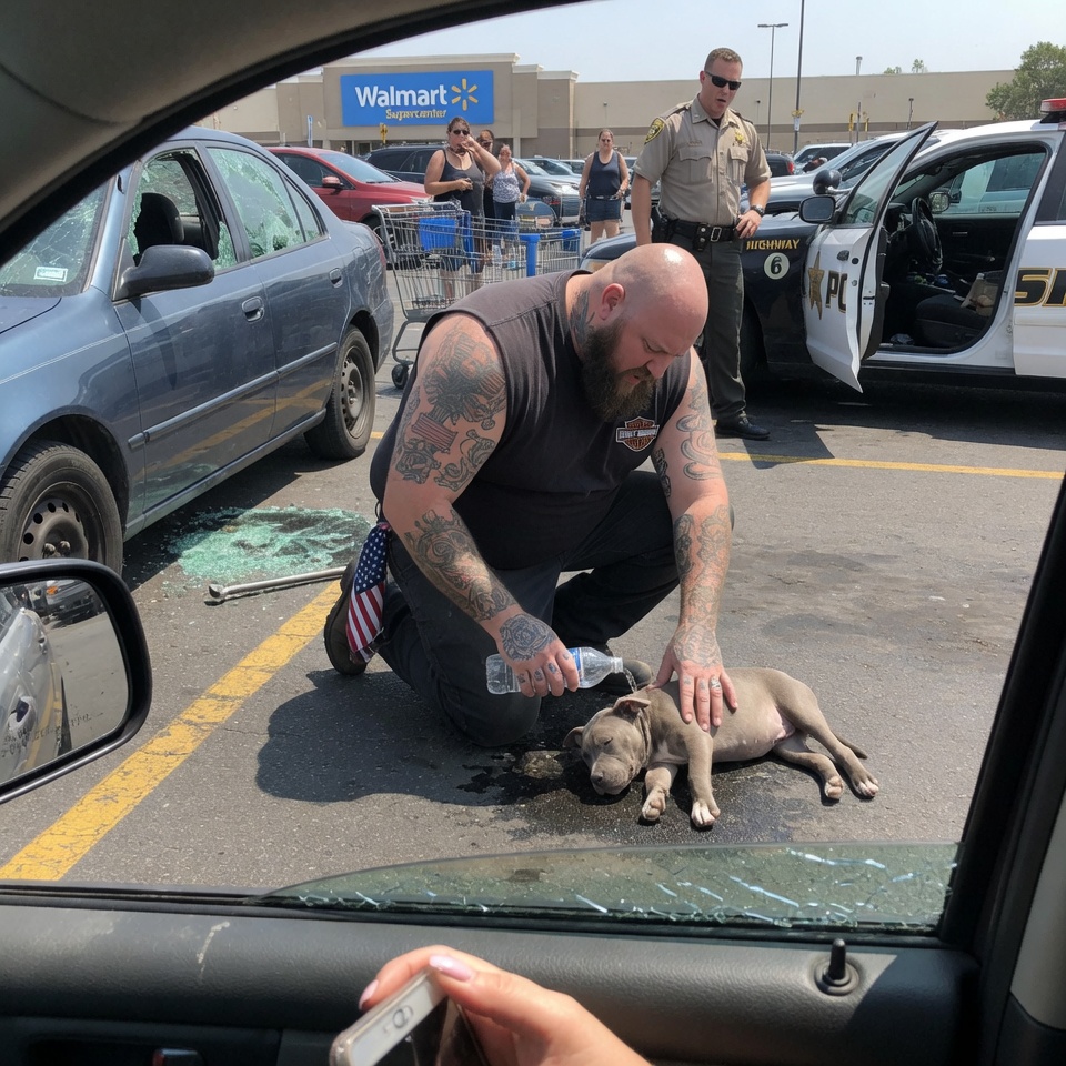 I SAW A FEARED BIKER SMASH A CAR WINDOW. I CALLED THE POLICE. BUT THE COPS KNEELED BESIDE HIM, NOT ARRESTING HIM. THE TRUTH BEHIND THE BROKEN GLASS NO ONE IS TALKING ABOUT?