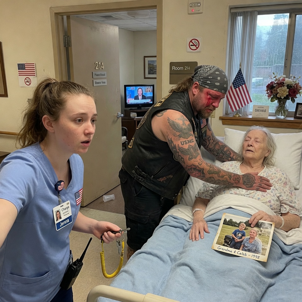 A BIKER SHOVED PAST ME AT THE NURSING HOME. I CALLED 911. MINUTES LATER, I DROPPED THE PHONE. WHAT I FOUND INSIDE SHATTERED MY VIEW OF FAMILY. THE TRUTH NO ONE HAS TOLD… REMAINS UNRESOLVED!?