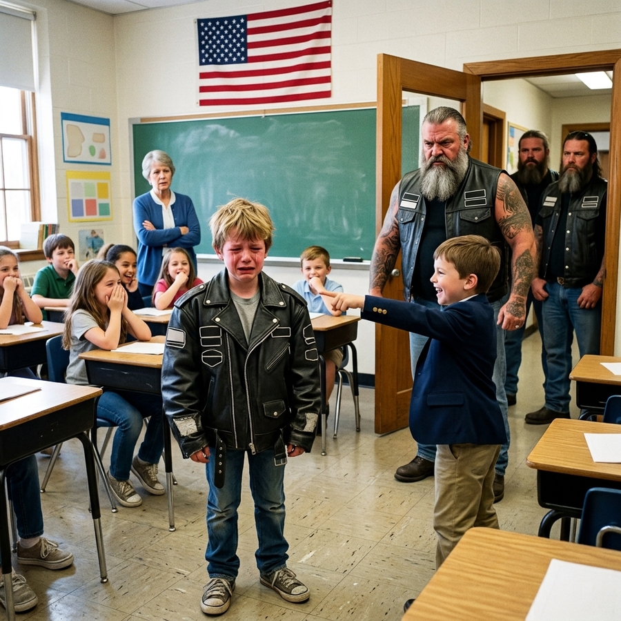 They Laughed at the Boy Who Said His Dad Was a Hells Angel — But When 60 Harleys Pulled Into the School, The Laugh Dissappeared