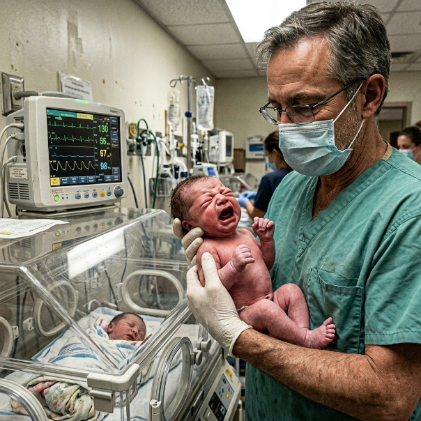 The exhausted doctor slowly reached toward the wall to unplug my newborn son’s monitor, causing my husband to drop to his knees in uncontrollable sobs while I stared at the impossible movement happening just behind the nurse’s back.