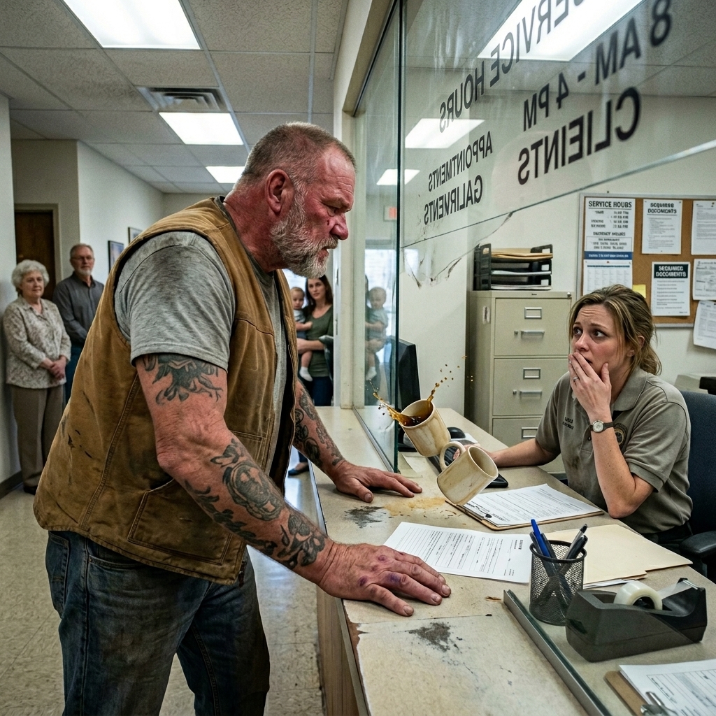 He TERRIFIED a lobby with one fist slam. Cops arrived but the fight never started. THE DENIED CLAIM WAS FOR HIS WIFE FROM 22 YEARS AGO… BUT THE PATCH IN HIS VEST IS THE UNTOLD TRUTH!