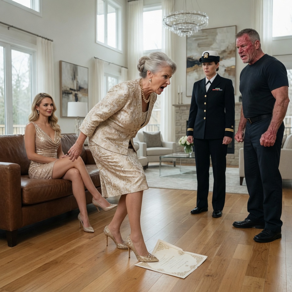 My mother ground her designer heel into my invitation, sneering, “Your poverty will stain your sister’s billionaire wedding.” She banished my firefighter husband and me to hide her secret. But three hours later, twelve armed federal agents surrounded my porch…