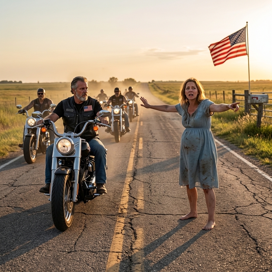 A Pregnant Woman Stepped Barefoot Onto a Highway and Stopped 42 Bikers—What They Discovered Next Exposed a Shocking Conspiracy
