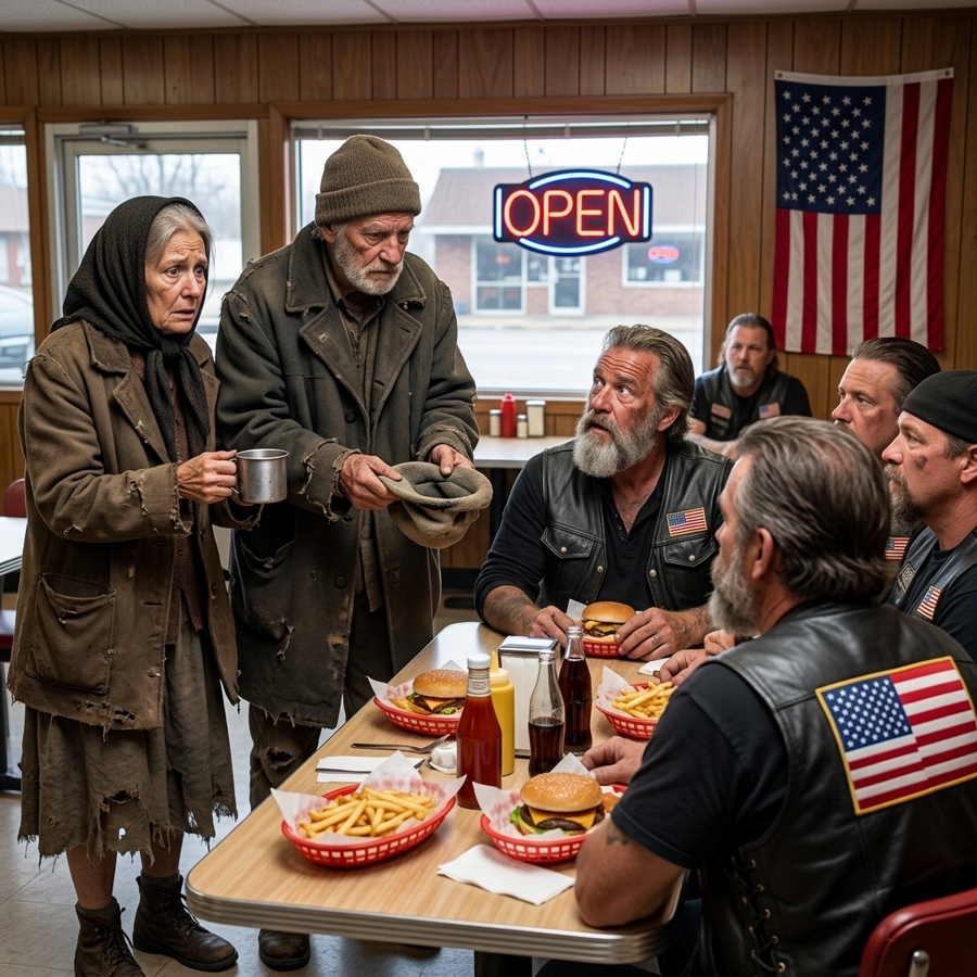 An Old Widow Asked a Hells Angels Boss for Leftovers — But What He Pulled from His Vest Stunned the Entire Diner That Day