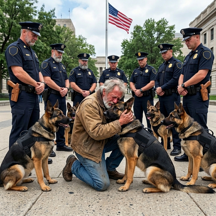 7 K9 Dogs Broke Formation To Run To A Homeless Farmer — What Happened Next Exposed A Half-Million Dollar Scandal That Shocked The Entire Nation
