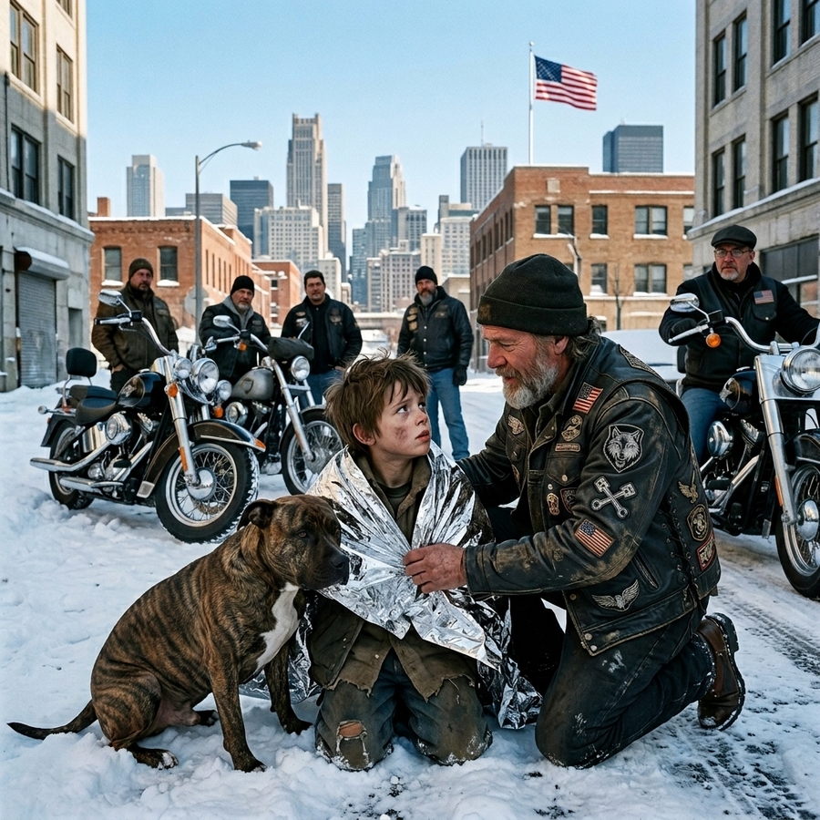 Homeless Boy Saved a Biker’s Dog from Freezing—Then 120 Hells Angels Rebuilt His Life, and a Silent Veteran Found His Purpose