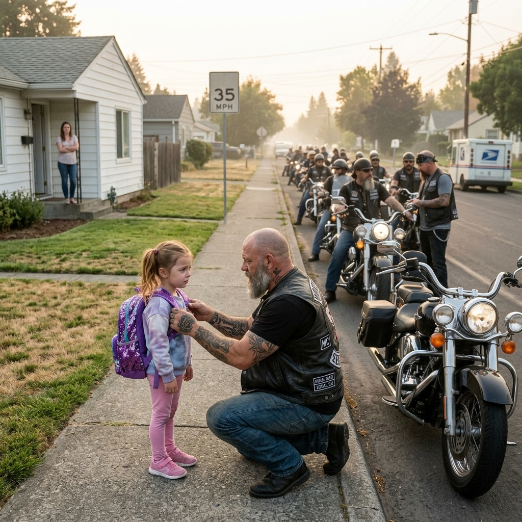 Two Bikers PROTECTED My Granddaughter Every Morning — I FEARED Them Until They FAILED to Appear One Day, and a CREEPING FIGURE Lurked Closer… THE TRUTH NO ONE HAS TOLD YET!