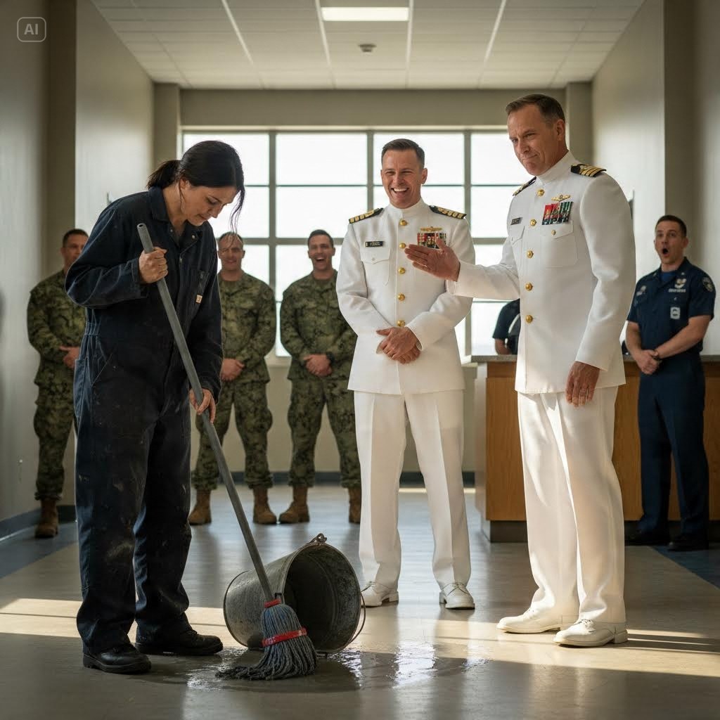 The SEAL Officers Laughed At The Quiet Woman Mopping The Floor, Then One Sergeant Noticed A Detail That Made His Blood Run Cold