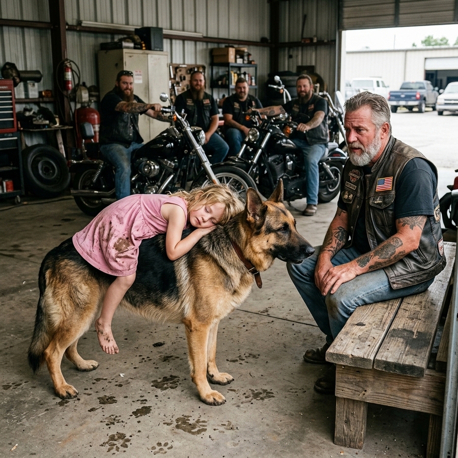 “They Beat My Mama”, Barefoot And Bleeding, A Little Girl Arrives At A Biker Clubhouse On A Wounded Dog To Ask For Help — What The Hells Angels Did Next Shocked The Town