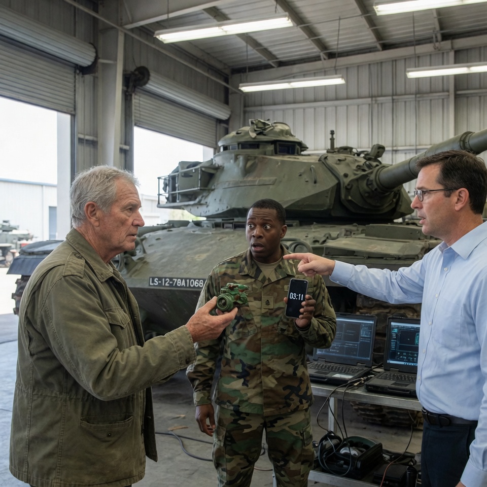 A 78-year-old man ignored a museum expert’s order to leave, climbed into a dead 60-ton tank
