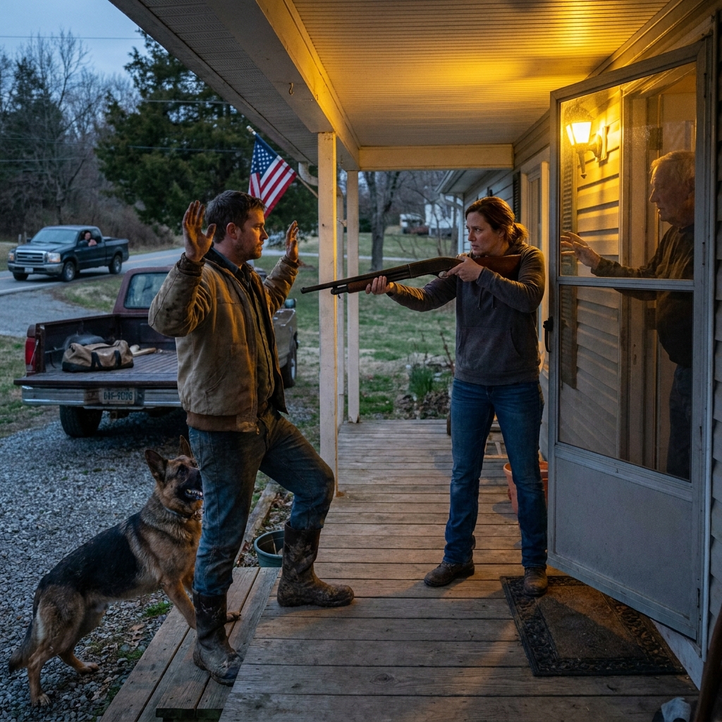 I came home from war to find a woman on my porch with a shotgun aimed at my chest. She handed me a manila folder and said my father’s death wasn’t an accident.