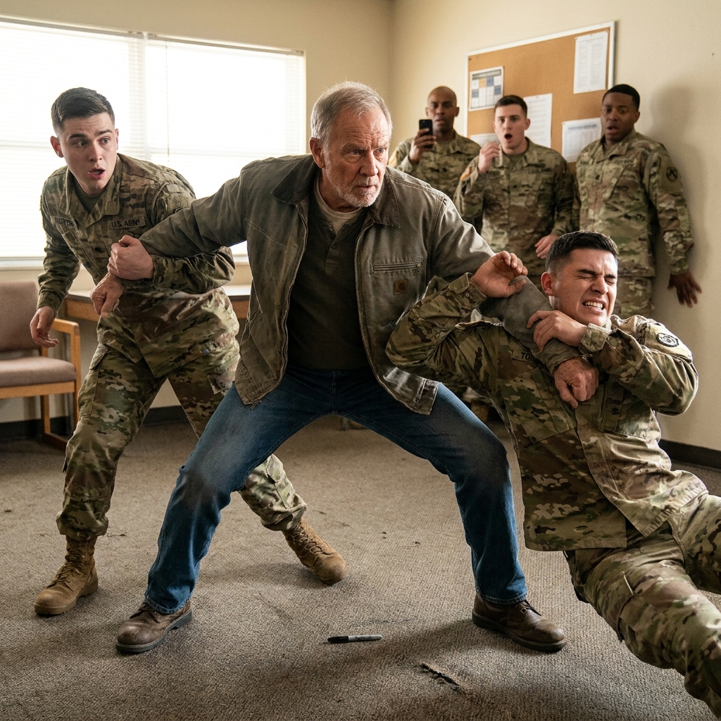 Two soldiers tried to prank a sleeping 76-year-old at Fort Bragg with a black marker. Both of them hit the floor in under three seconds, and the security footage got reviewed in training presentations for years.