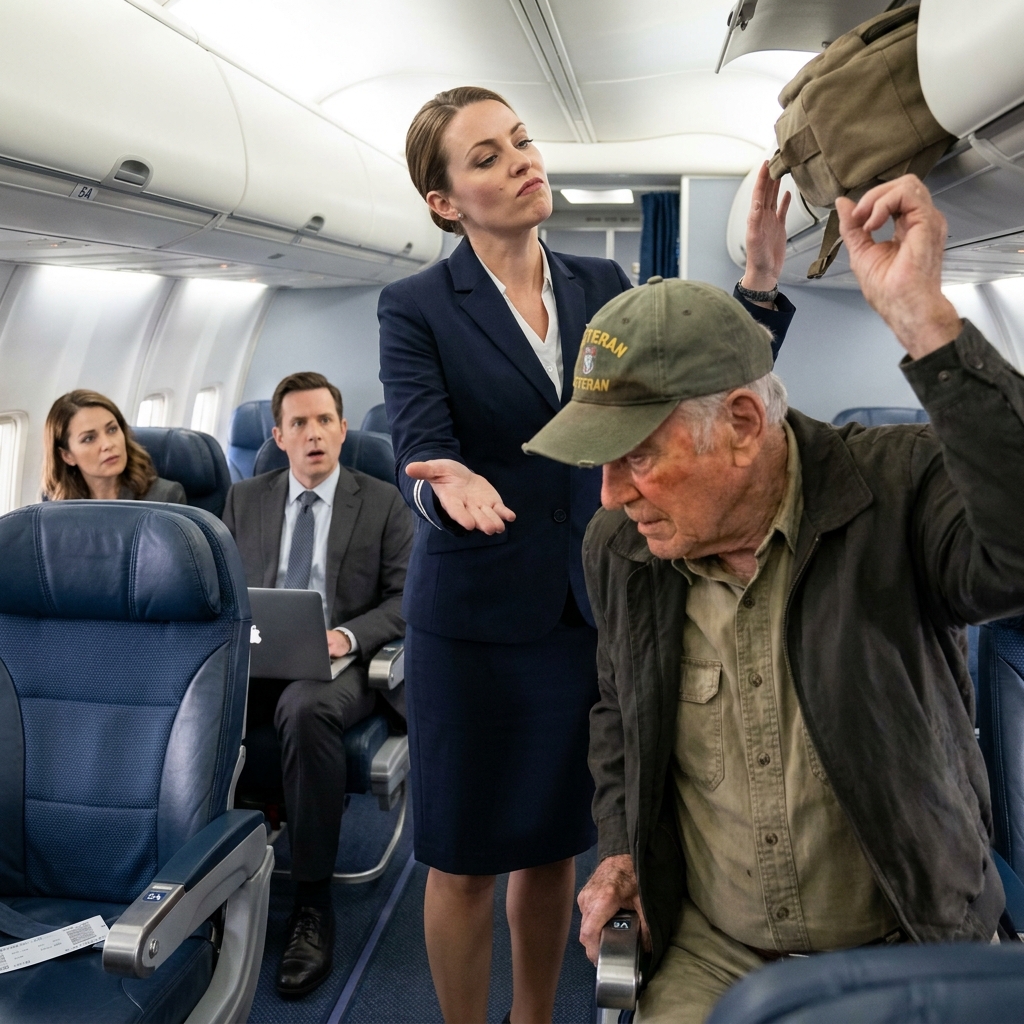 A flight attendant forced my grandfather out of first class while he was holding a congressional invitation.
