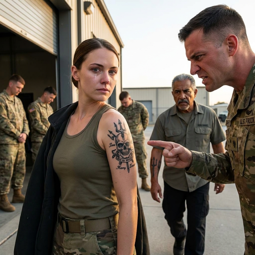General Freezes After Spotting Woman Cleaning Guns — Her Tattoo Was His Lost Unit’s Insignia